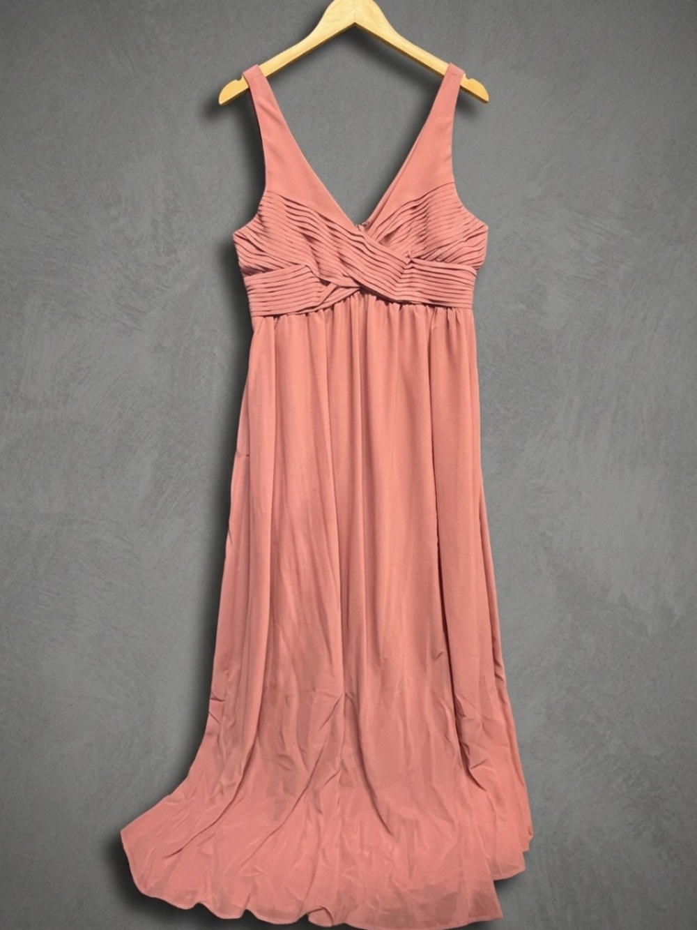 Birdy Grey Dusty Rose Pink Chiffon Pleated Bodice Maxi Bridesmaid Formal Dress